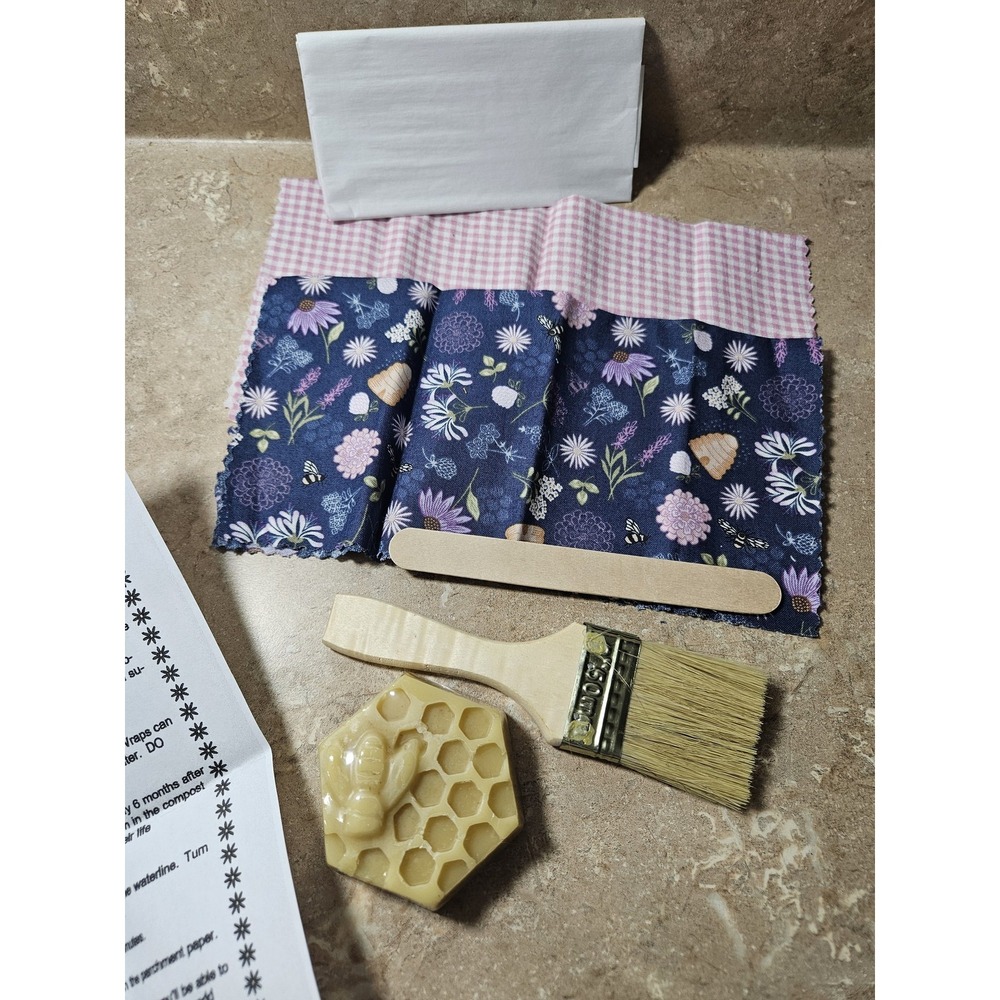 Alderlee Beeswax Wrap Kit DIY‎ Reusable Food Wrap Eco Friendly Set Floral Fabric